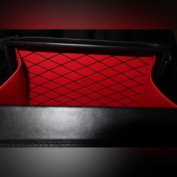 Louis Vuitton Petite Malle Red Black Leather Black Hardware RARE - Picture 6 of 12